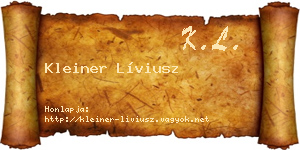 Kleiner Líviusz névjegykártya